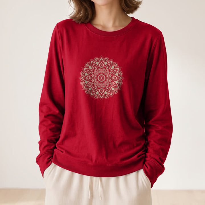 Olivenorma Soft Cotton Blend Mandala Print Women's Long Sleeve Shirt - image 2