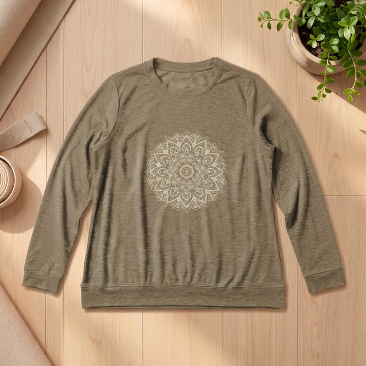 Olivenorma Soft Cotton Blend Mandala Print Women's Long Sleeve Shirt - Coffee - 2XL - image 27