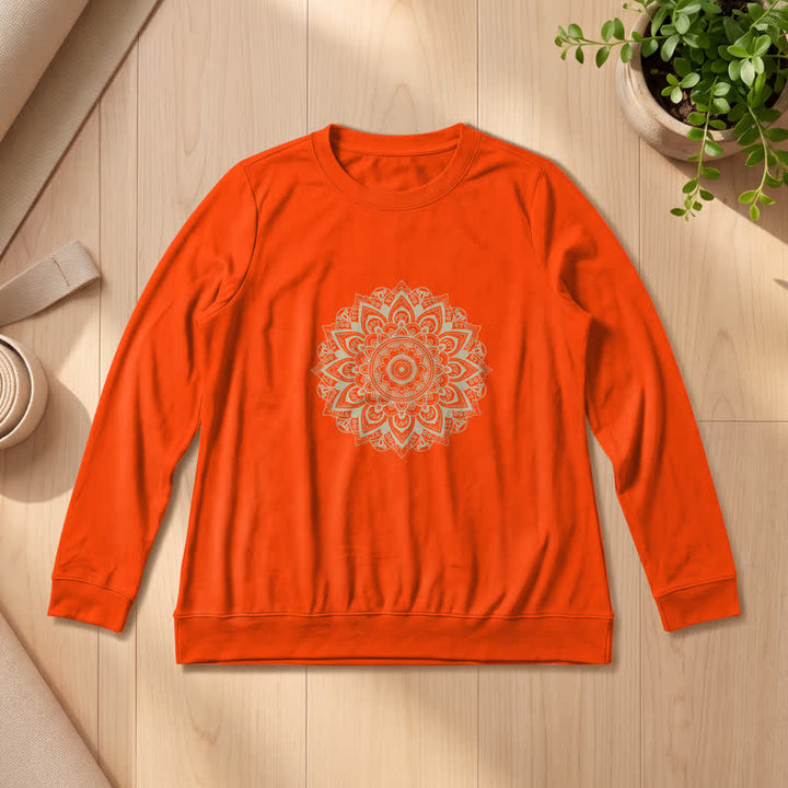 Olivenorma Soft Cotton Blend Mandala Print Women's Long Sleeve Shirt - Orange - 2XL - image 30