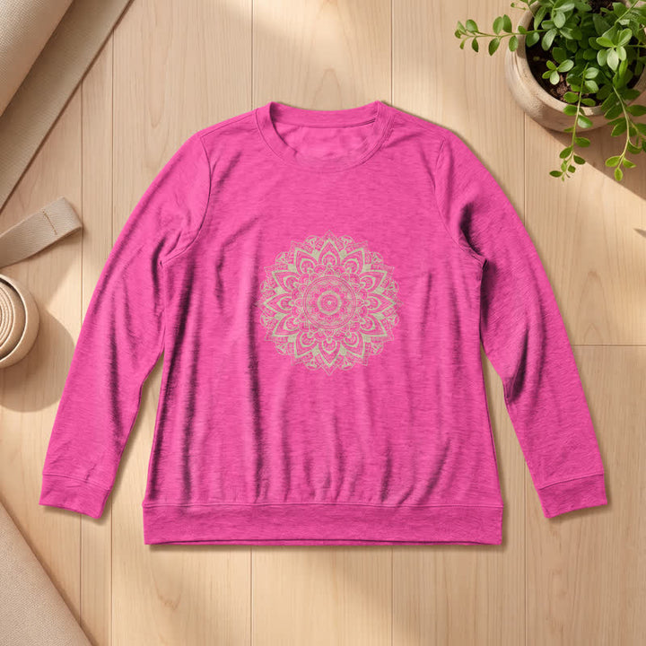 Olivenorma Soft Cotton Blend Mandala Print Women's Long Sleeve Shirt - Rose - 2XL - image 21