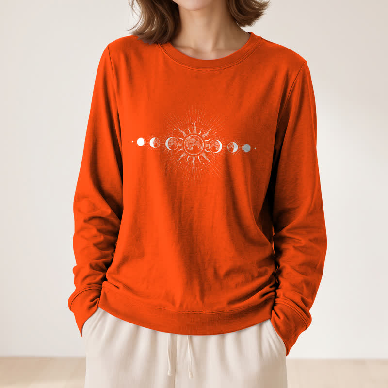 Olivenorma Soft Cotton Blend Sun & Moon Phase Print Women's Long Sleeve Shirt - image 29