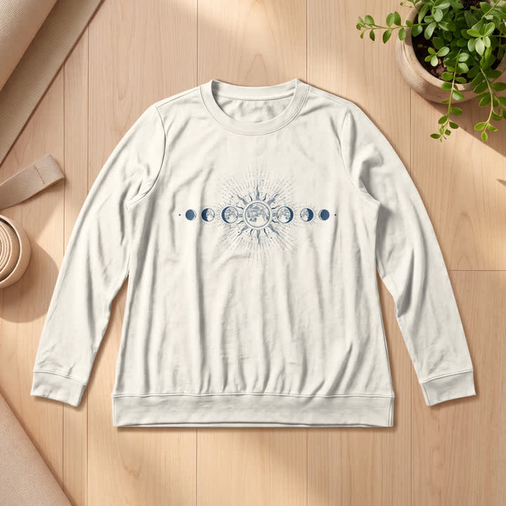 Olivenorma Soft Cotton Blend Sun & Moon Phase Print Women's Long Sleeve Shirt - Sand Color - 2XL - image 12