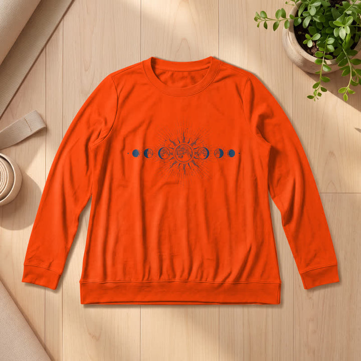Olivenorma Soft Cotton Blend Sun & Moon Phase Print Women's Long Sleeve Shirt - Orange - 2XL - image 27
