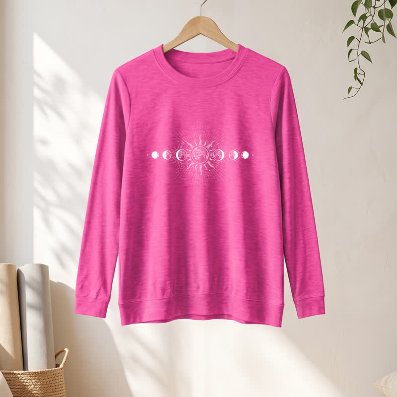 Olivenorma Soft Cotton Blend Sun & Moon Phase Print Women's Long Sleeve Shirt - image 22
