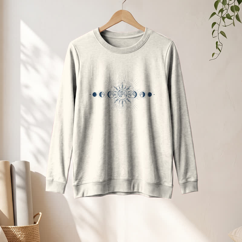 Olivenorma Soft Cotton Blend Sun & Moon Phase Print Women's Long Sleeve Shirt - image 13