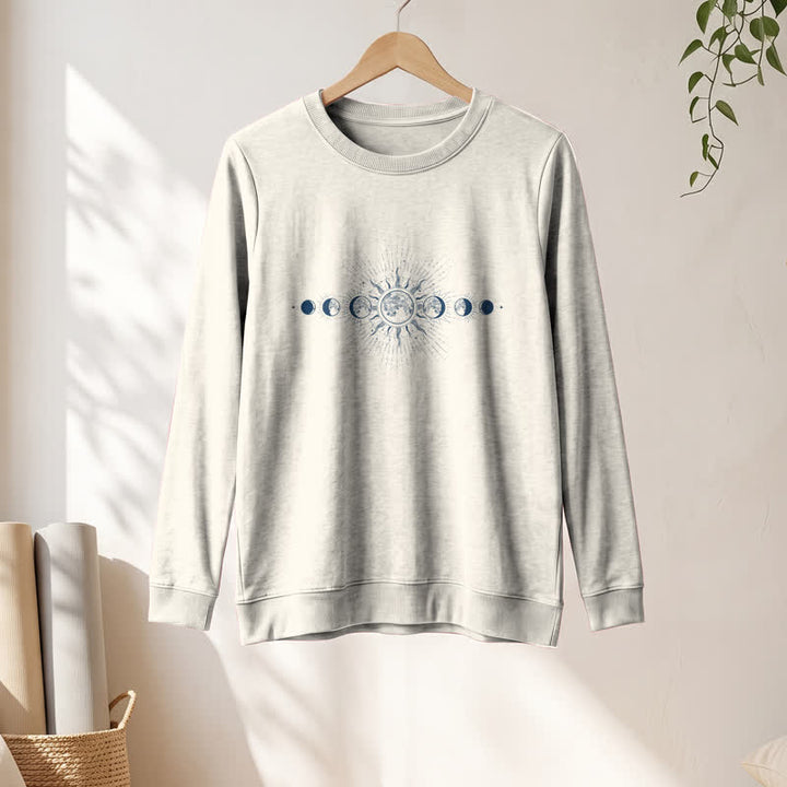 Olivenorma Soft Cotton Blend Sun & Moon Phase Print Women's Long Sleeve Shirt - image 13