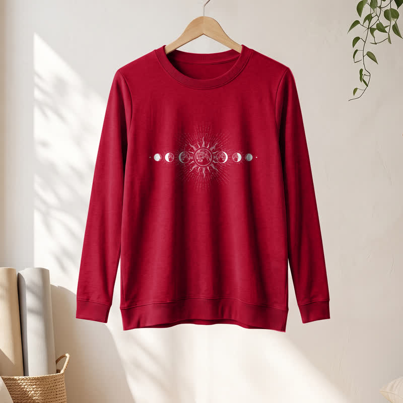 Olivenorma Soft Cotton Blend Sun & Moon Phase Print Women's Long Sleeve Shirt - image 31