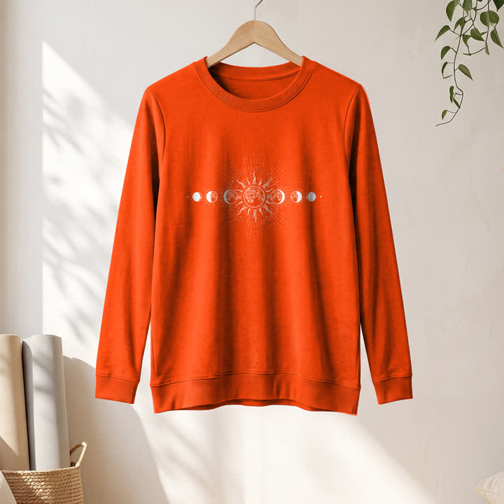 Olivenorma Soft Cotton Blend Sun & Moon Phase Print Women's Long Sleeve Shirt - image 28