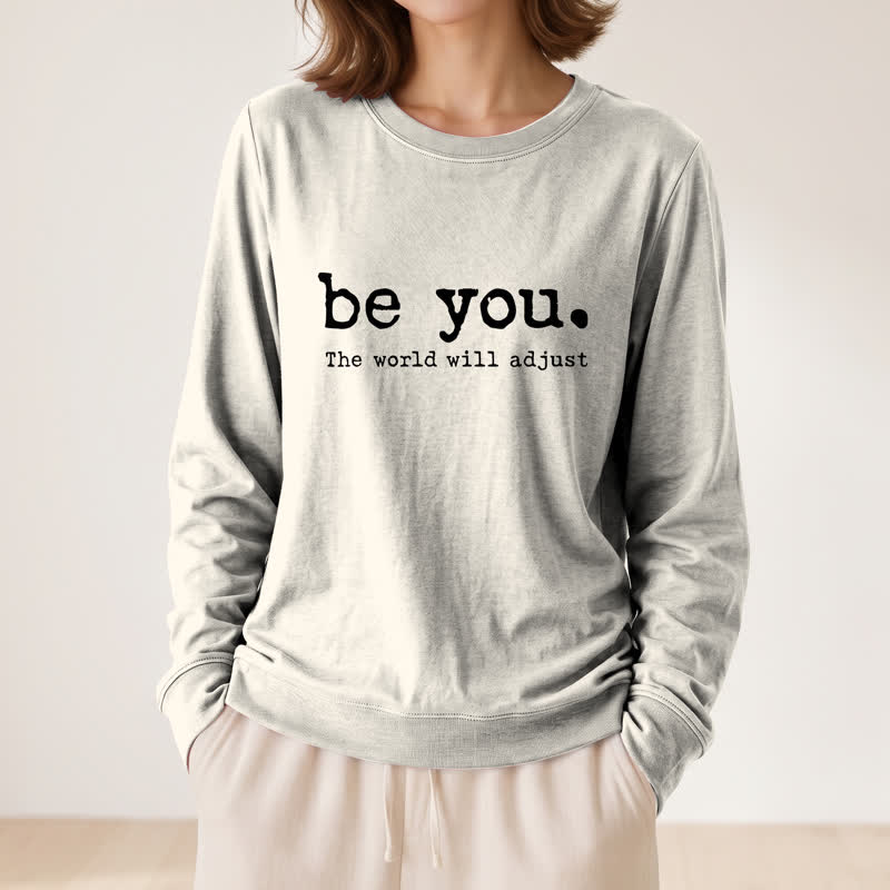 Olivenorma Soft Cotton Blend Be You Inspirational Print Women's Long Sleeve Shirt - image 14