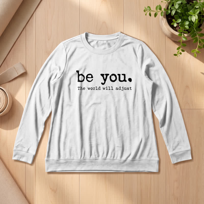 Olivenorma Soft Cotton Blend Be You Inspirational Print Women's Long Sleeve Shirt - White - 2XL - image 3