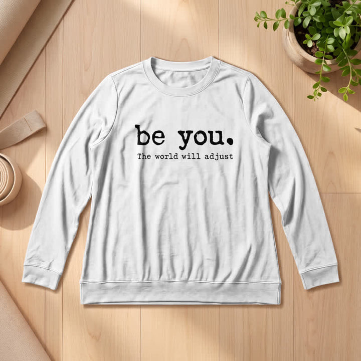 Olivenorma Soft Cotton Blend Be You Inspirational Print Women's Long Sleeve Shirt - White - 2XL - image 3