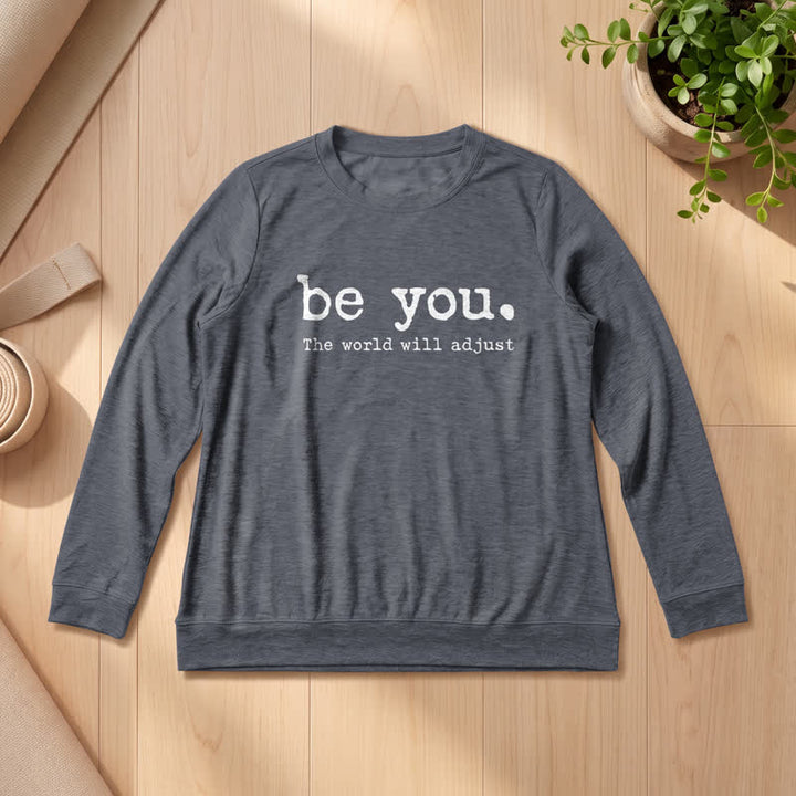 Olivenorma Soft Cotton Blend Be You Inspirational Print Women's Long Sleeve Shirt - Heather Gray - 2XL - image 15