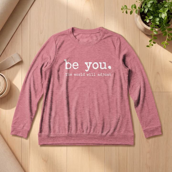 Olivenorma Soft Cotton Blend Be You Inspirational Print Women's Long Sleeve Shirt - Rose Gold - 2XL - image 9