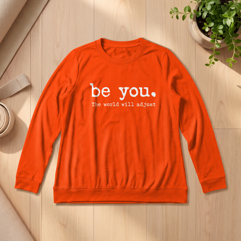 Olivenorma Soft Cotton Blend Be You Inspirational Print Women's Long Sleeve Shirt - Orange - 2XL - image 27