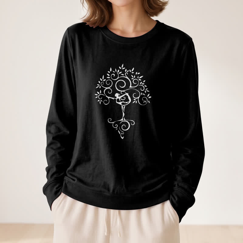 Olivenorma Soft Cotton Blend Yoga Tree Art Print Women's Long Sleeve Shirt - image 8