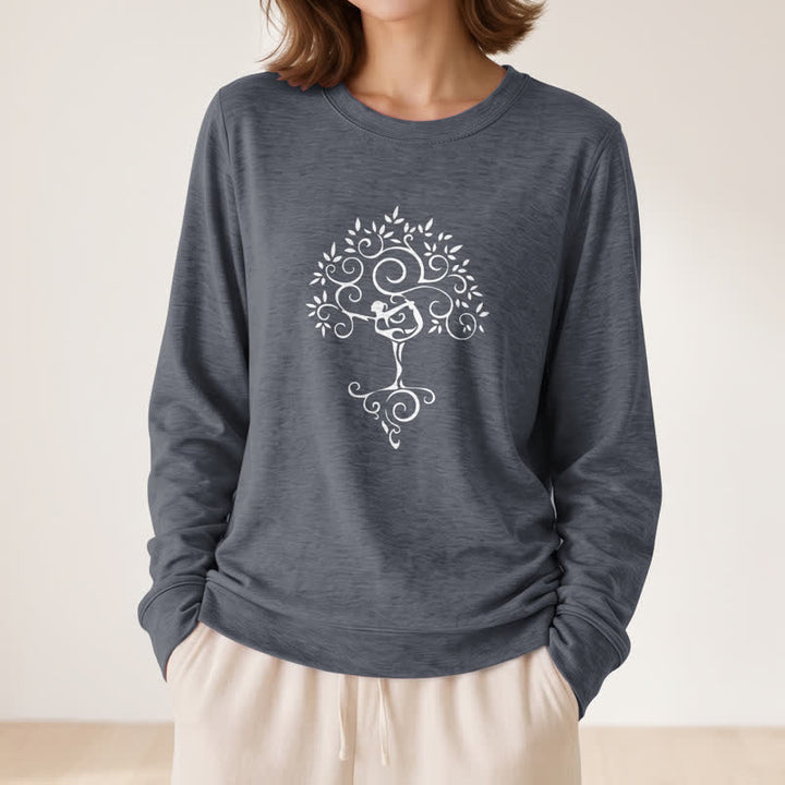 Olivenorma Soft Cotton Blend Yoga Tree Art Print Women's Long Sleeve Shirt - image 17