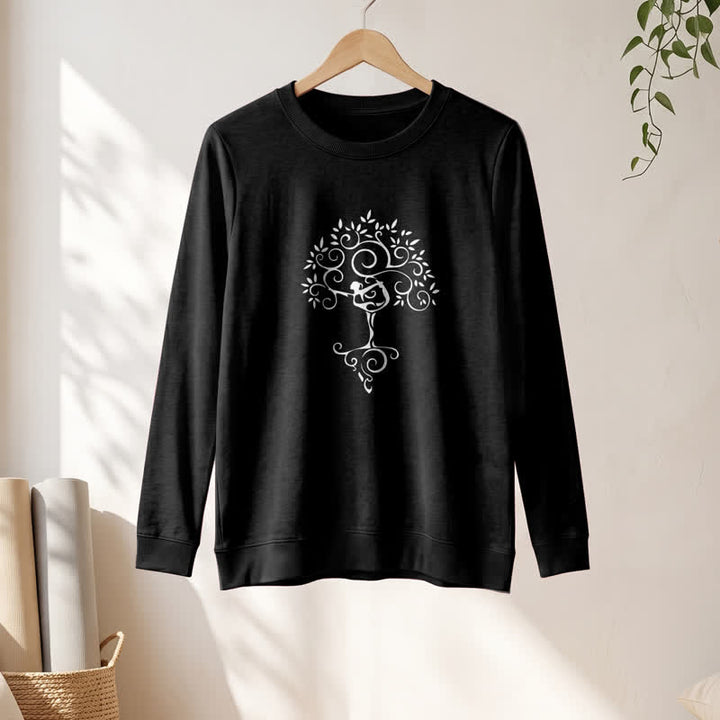 Olivenorma Soft Cotton Blend Yoga Tree Art Print Women's Long Sleeve Shirt - image 7