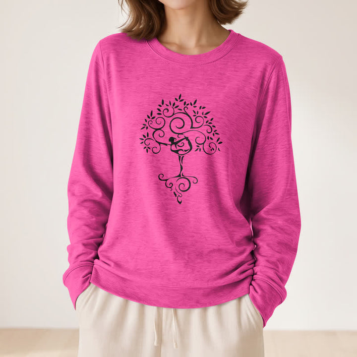 Olivenorma Soft Cotton Blend Yoga Tree Art Print Women's Long Sleeve Shirt - image 23