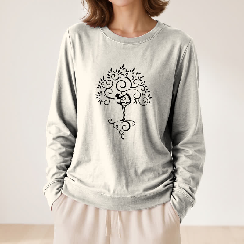 Olivenorma Soft Cotton Blend Yoga Tree Art Print Women's Long Sleeve Shirt - image 14