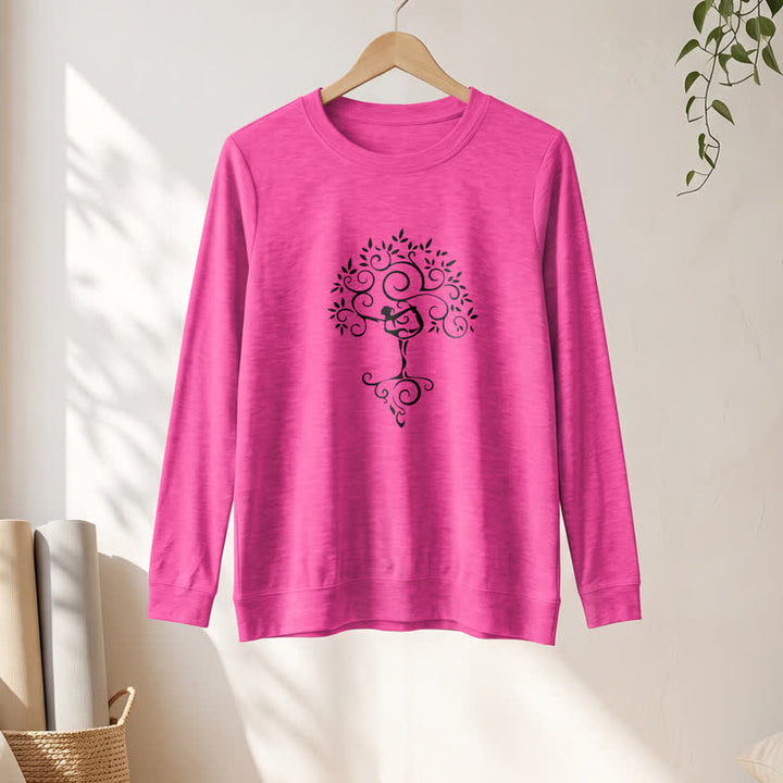 Olivenorma Soft Cotton Blend Yoga Tree Art Print Women's Long Sleeve Shirt - image 22