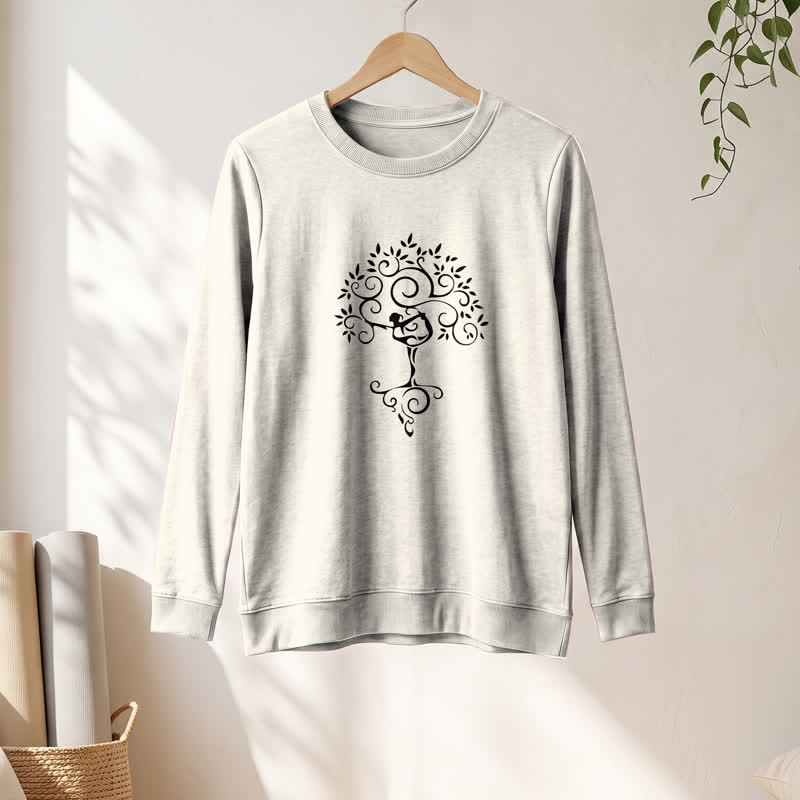 Olivenorma Soft Cotton Blend Yoga Tree Art Print Women's Long Sleeve Shirt - image 13