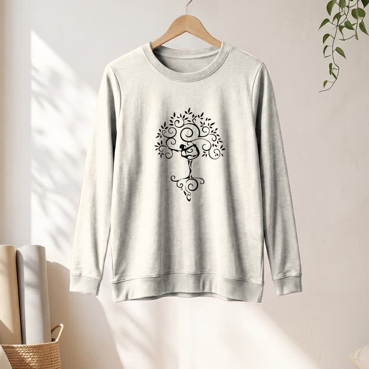 Olivenorma Soft Cotton Blend Yoga Tree Art Print Women's Long Sleeve Shirt - image 13