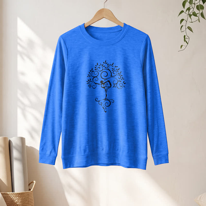 Olivenorma Soft Cotton Blend Yoga Tree Art Print Women's Long Sleeve Shirt - image 19