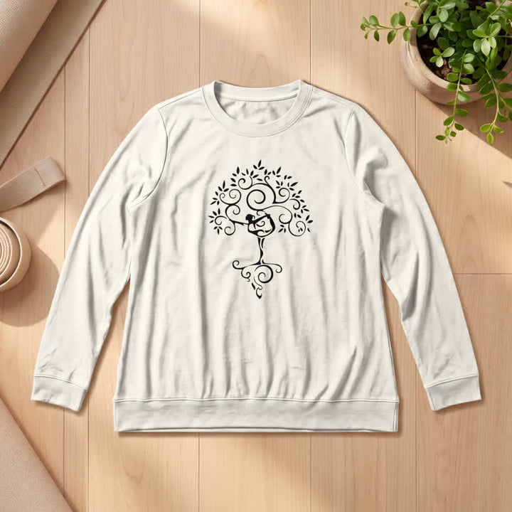 Olivenorma Soft Cotton Blend Yoga Tree Art Print Women's Long Sleeve Shirt - Sand Color - 2XL - image 12