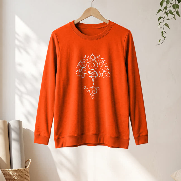 Olivenorma Soft Cotton Blend Yoga Tree Art Print Women's Long Sleeve Shirt - image 28