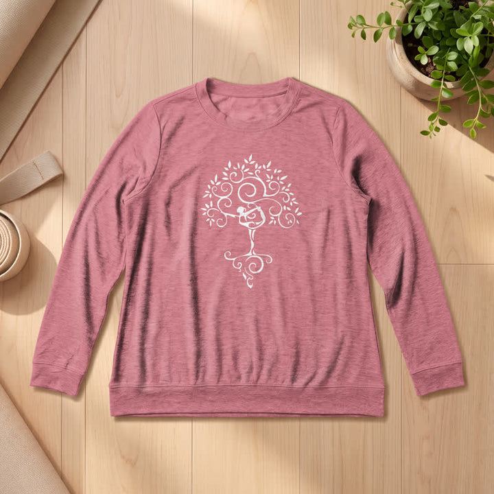Olivenorma Soft Cotton Blend Yoga Tree Art Print Women's Long Sleeve Shirt - image 10