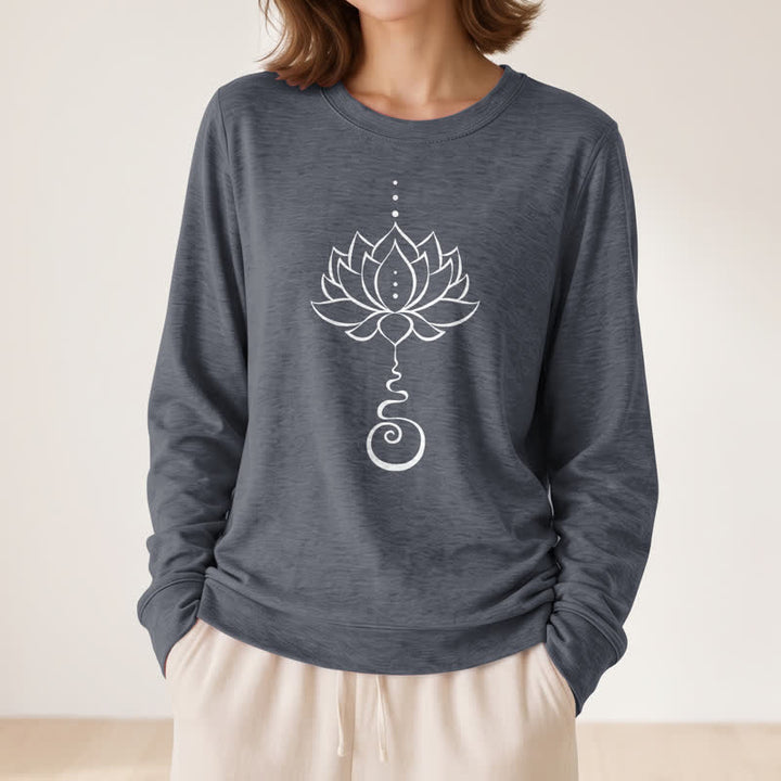 Olivenorma Soft Cotton Blend Unalome Lotus Print Women's Long Sleeve Shirt - image 14