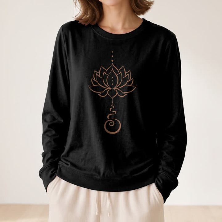 Olivenorma Soft Cotton Blend Unalome Lotus Print Women's Long Sleeve Shirt - image 2