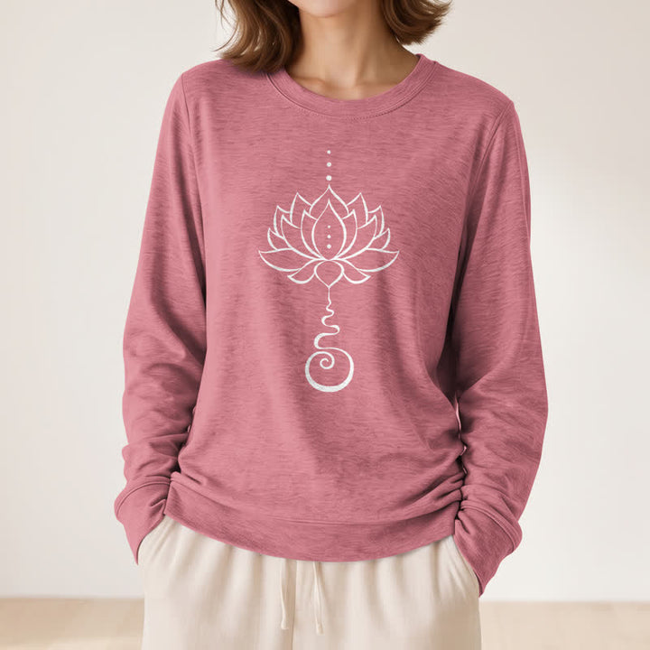 Olivenorma Soft Cotton Blend Unalome Lotus Print Women's Long Sleeve Shirt - image 8