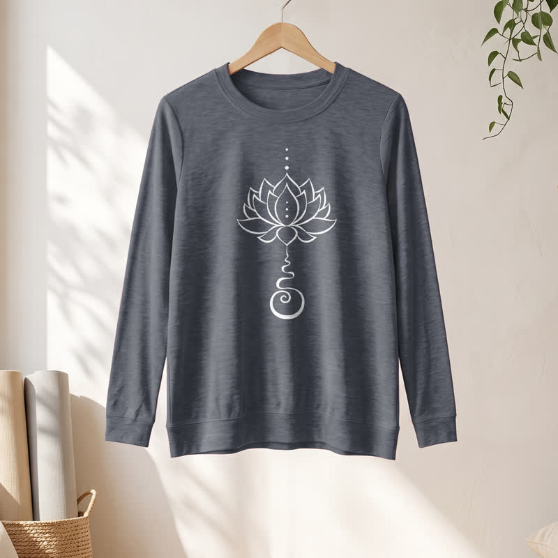 Olivenorma Soft Cotton Blend Unalome Lotus Print Women's Long Sleeve Shirt - image 13