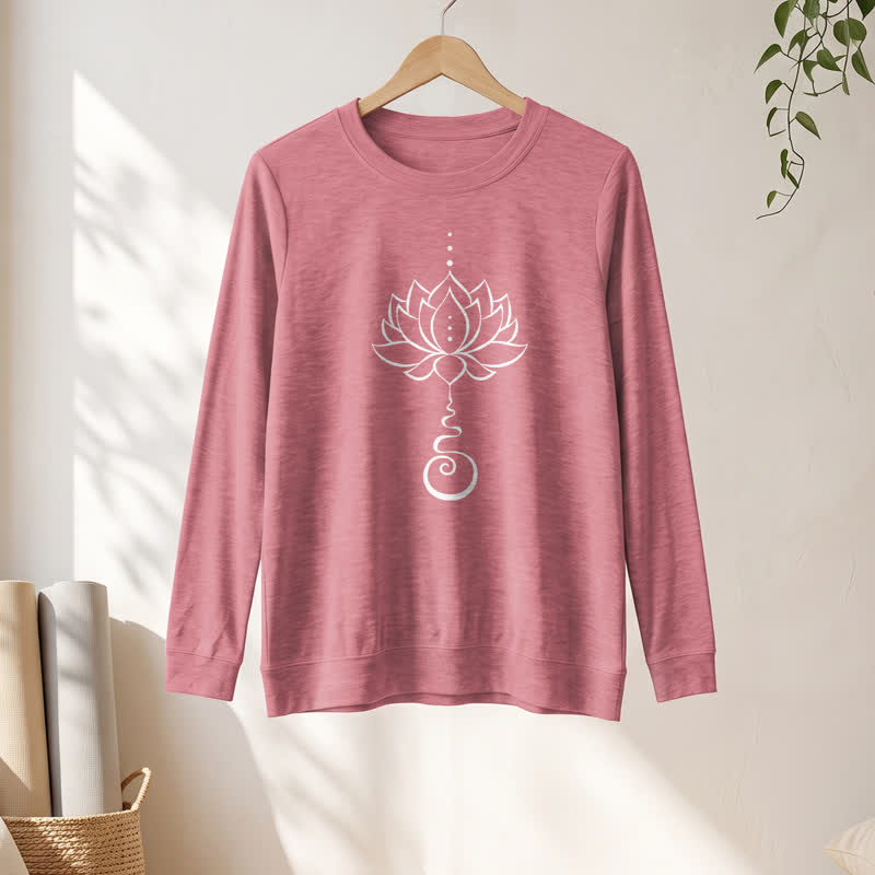 Olivenorma Soft Cotton Blend Unalome Lotus Print Women's Long Sleeve Shirt - image 7