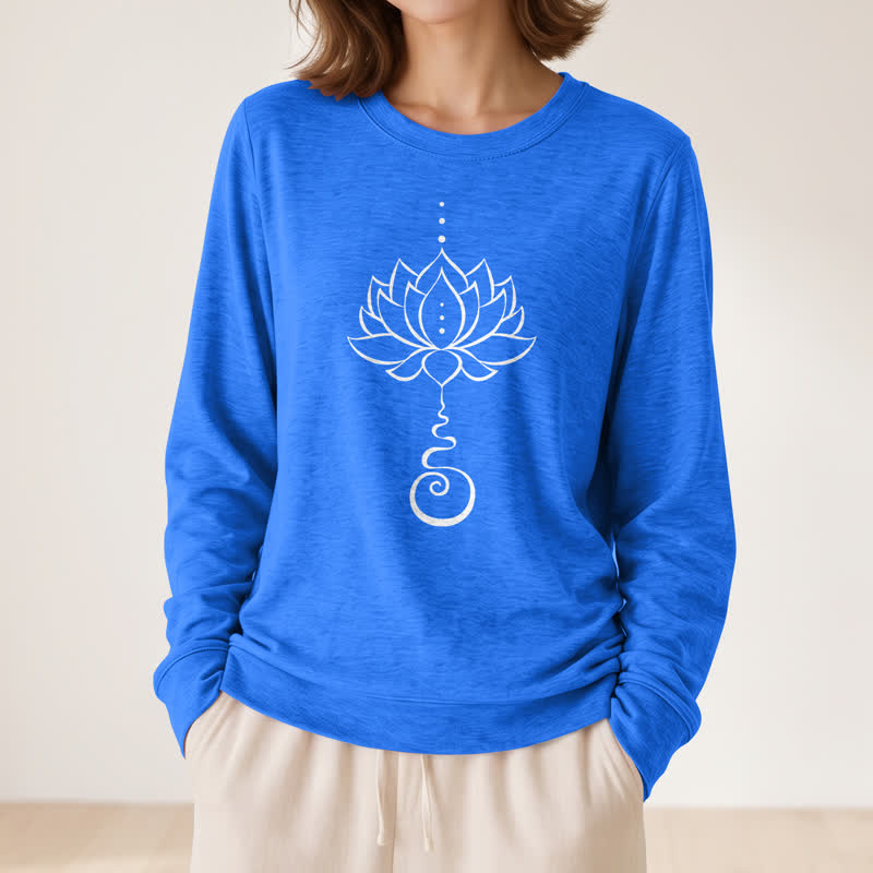 Olivenorma Soft Cotton Blend Unalome Lotus Print Women's Long Sleeve Shirt - image 17