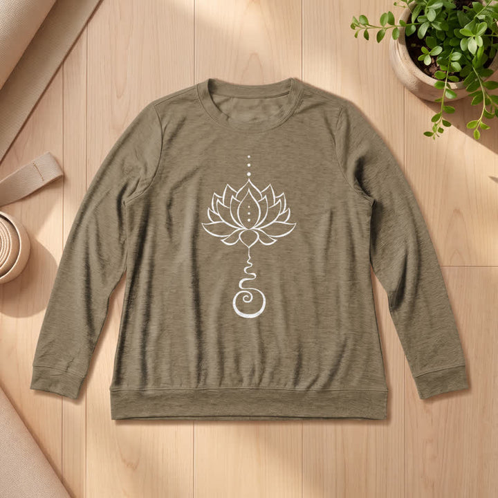 Olivenorma Soft Cotton Blend Unalome Lotus Print Women's Long Sleeve Shirt - Coffee - 2XL - image 24