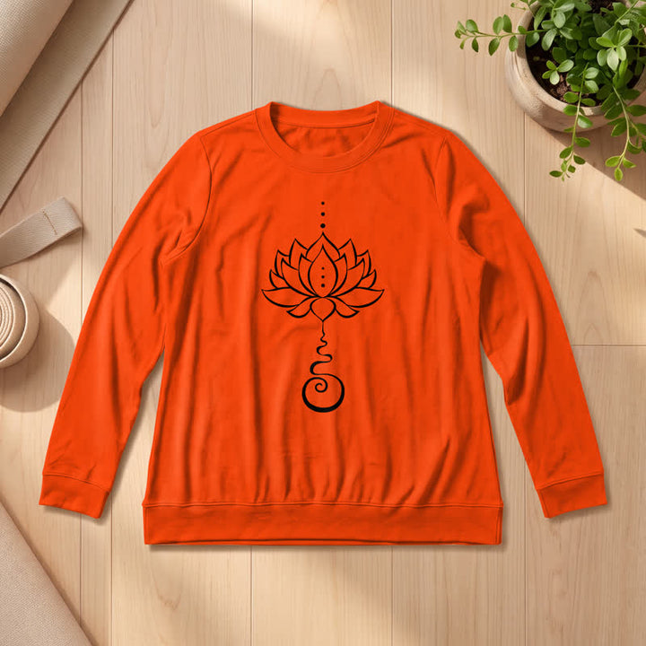 Olivenorma Soft Cotton Blend Unalome Lotus Print Women's Long Sleeve Shirt - Orange - 2XL - image 27