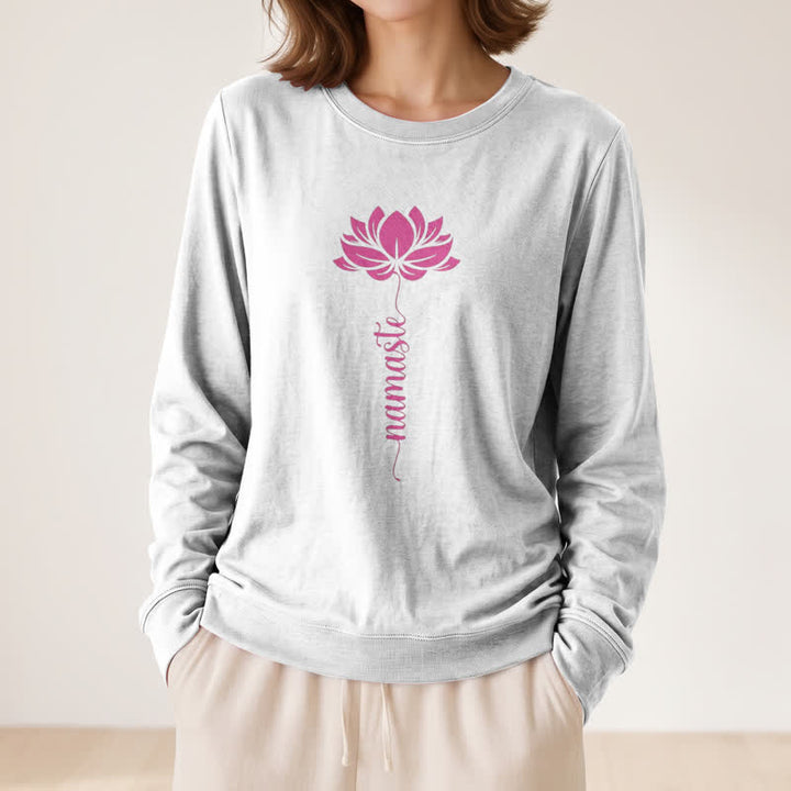 Olivenorma Soft Cotton Blend Namaste Lotus Print Women's Long Sleeve Shirt - image 5