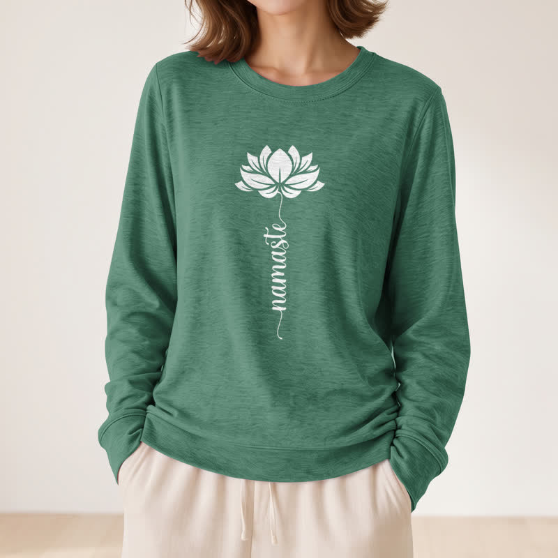 Olivenorma Soft Cotton Blend Namaste Lotus Print Women's Long Sleeve Shirt - image 23