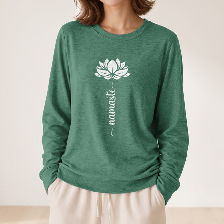 Olivenorma Soft Cotton Blend Namaste Lotus Print Women's Long Sleeve Shirt - image 23
