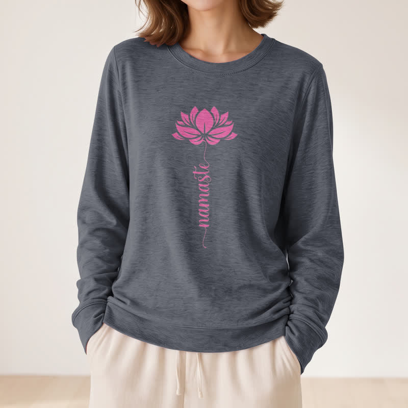 Olivenorma Soft Cotton Blend Namaste Lotus Print Women's Long Sleeve Shirt - image 14