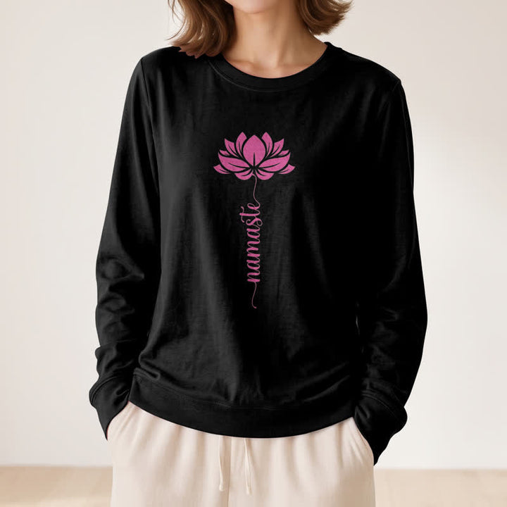 Olivenorma Soft Cotton Blend Namaste Lotus Print Women's Long Sleeve Shirt - image 8
