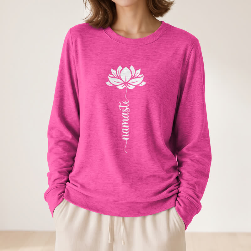 Olivenorma Soft Cotton Blend Namaste Lotus Print Women's Long Sleeve Shirt - image 20