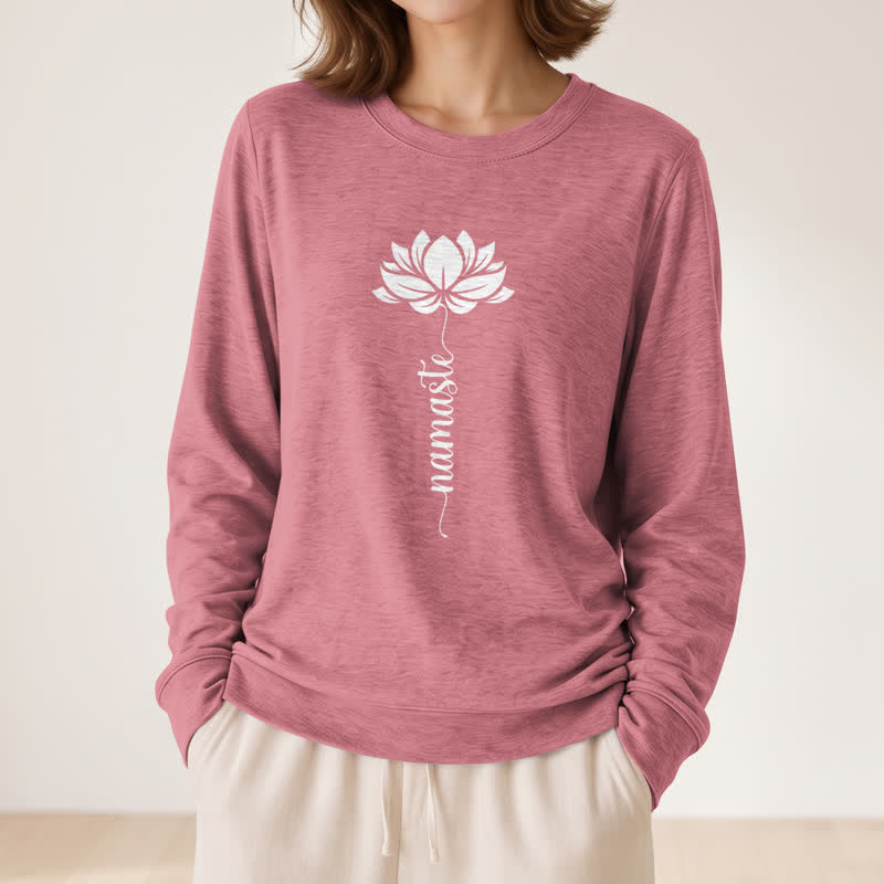 Olivenorma Soft Cotton Blend Namaste Lotus Print Women's Long Sleeve Shirt - image 2