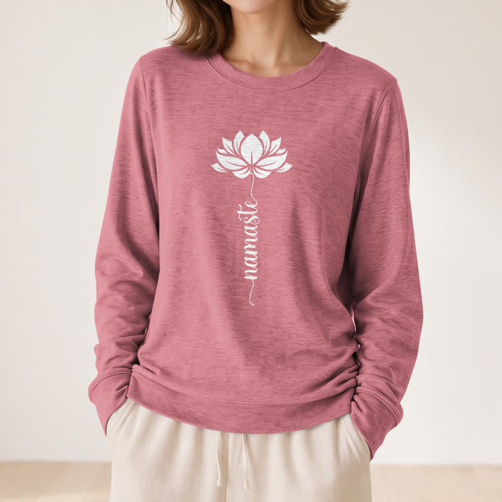 Olivenorma Soft Cotton Blend Namaste Lotus Print Women's Long Sleeve Shirt - image 2