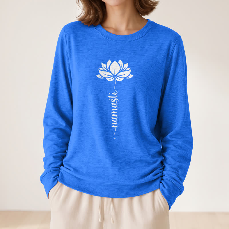 Olivenorma Soft Cotton Blend Namaste Lotus Print Women's Long Sleeve Shirt - image 17