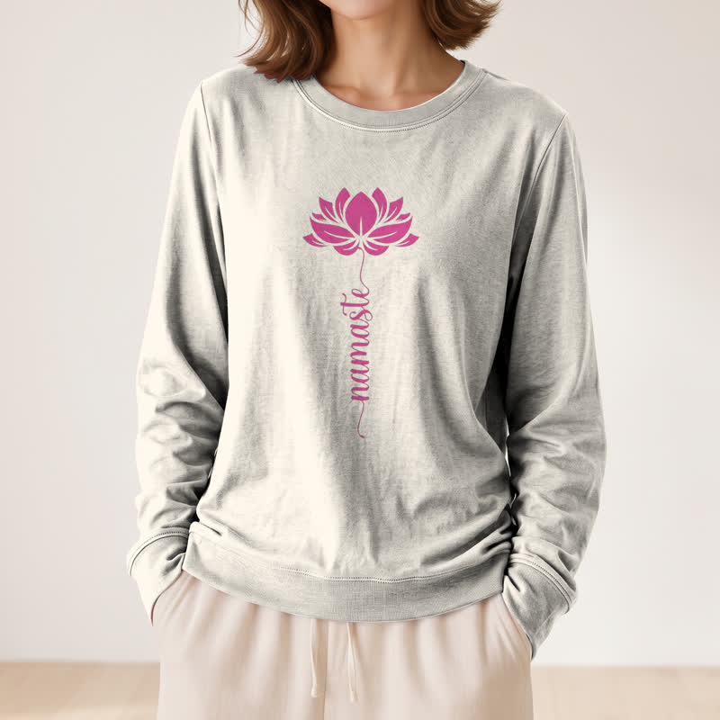 Olivenorma Soft Cotton Blend Namaste Lotus Print Women's Long Sleeve Shirt - image 11