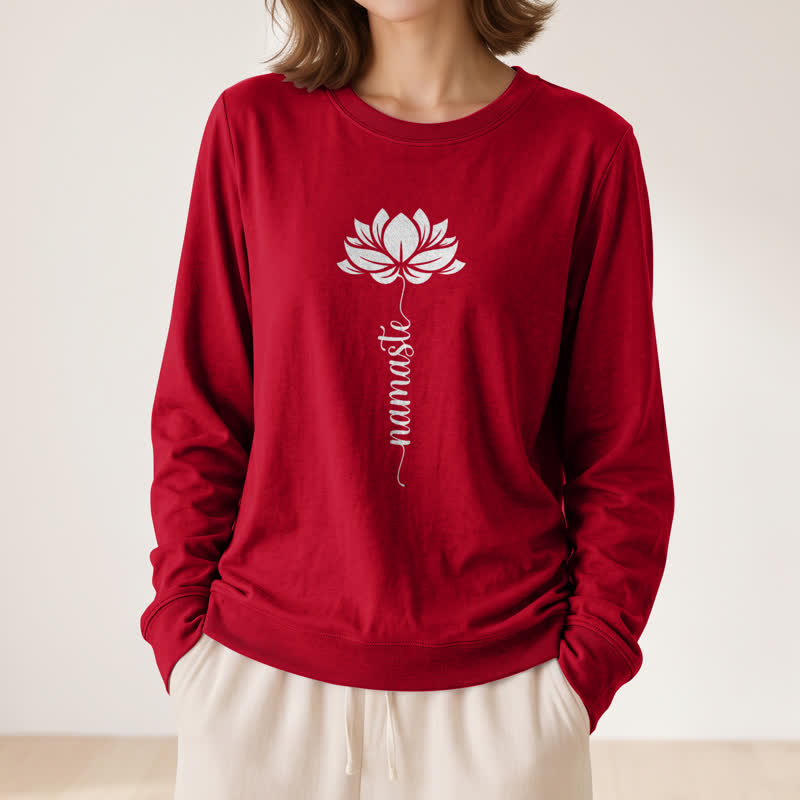 Olivenorma Soft Cotton Blend Namaste Lotus Print Women's Long Sleeve Shirt - image 32