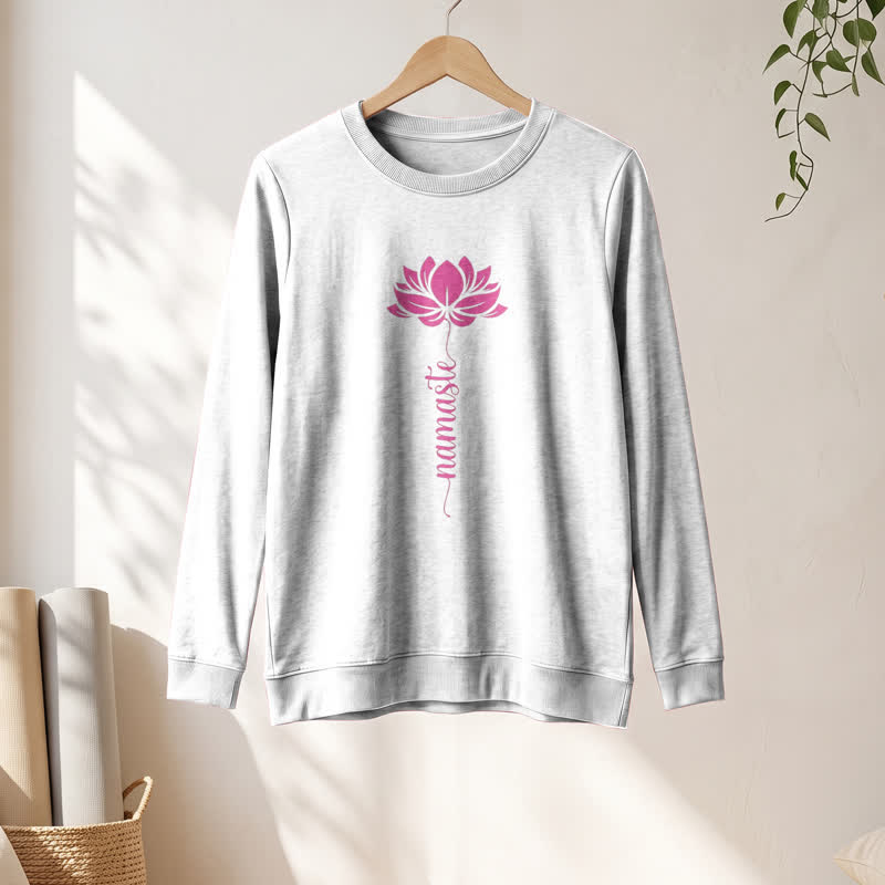 Olivenorma Soft Cotton Blend Namaste Lotus Print Women's Long Sleeve Shirt - image 4